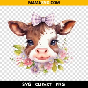 Free Cute Baby Cow Flower Clipart