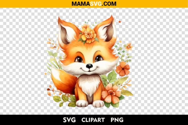 Free Colorful Baby Fox Clipart Design