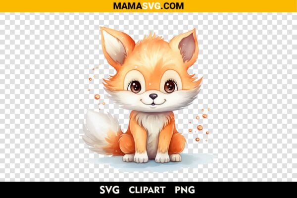 Free Happy Watercolor Baby Fox Clipart