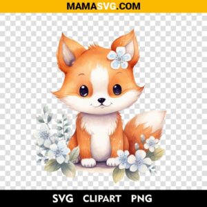 Free Watercolor Cute Baby Fox Clipart