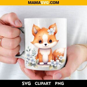 Free Watercolor Cute Baby Fox Clipart design