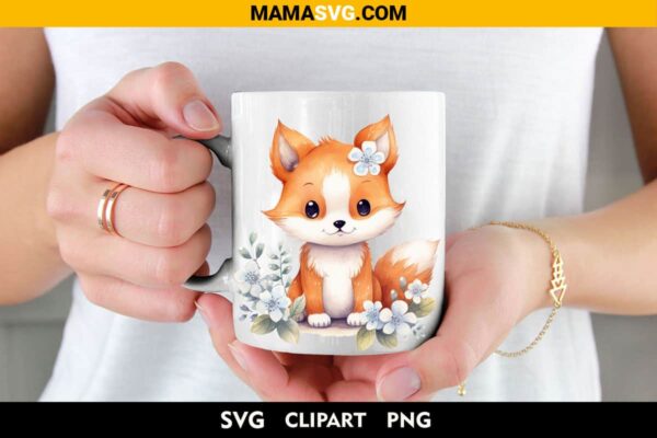 Free Watercolor Cute Baby Fox Clipart design