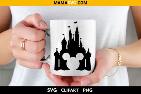 Disney Castle With Mickey Head Svg Free on coffee cup