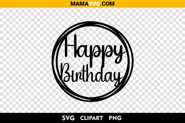 Free Round Happy Birthday Svg Cut Files