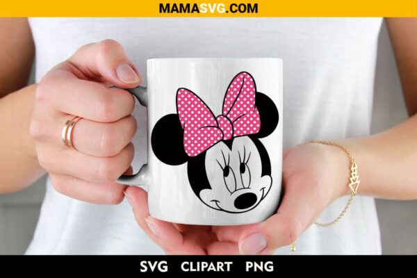 Minnie Mouse Face Layered SVG on coffee cup