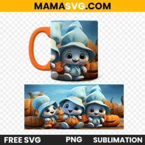 free Cute Cartoon Ghosts Sublimation Cup Warp