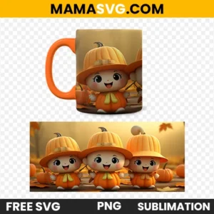 Free Cute Cartoon Pumpkin Characters Sublimation Cup Warp