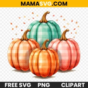 Free Watercolor Pumpkins with Plaid Design Fall Clipart