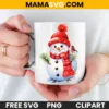 Free Christmas Clipart of Snowman Wearing Red White Scarf - Image 2