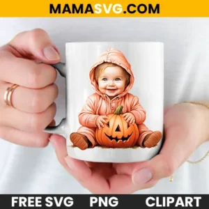 Free Cute baby with Jack O Lantern Clipart