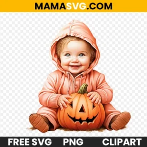 Free Cute baby with Jack O Lantern Clipart