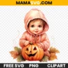 Free Cute Pink dress baby with Jack O Lantern Clipart