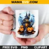 Free Halloween Castle with big moon illustration clipart - Image 2