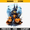 Free Halloween Castle with big moon illustration clipart