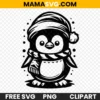 Free SVG Cute Penguin with Snowflakes