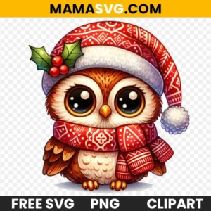 Charming Watercolor Christmas Owl with Santa Hat: Free PNG and Clipart