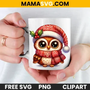 Charming Watercolor Christmas Owl with Santa Hat: Free PNG and Clipart