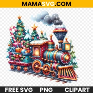 Download Your Free Watercolor Christmas Train Clipart for Sublimation