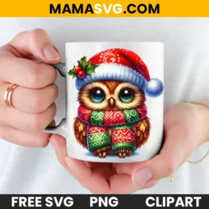 Free Cute Owl with Santa Hat Watercolor Clipart for Your Designs