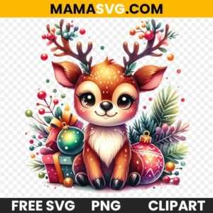 Free Elegant Watercolor Reindeer Clipart - Transparent Background