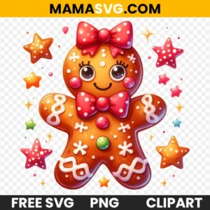 Free Gingerbread Girl with Bow Clipart Unique & Adorable