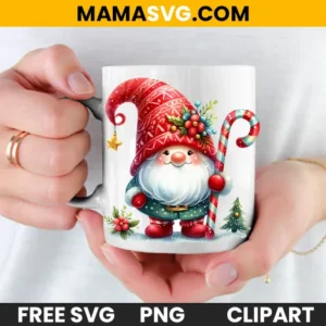 Free Festive Clipart of a Gnome with a Santa Hat