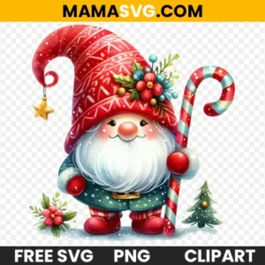 Free Festive Clipart of a Gnome with a Santa Hat