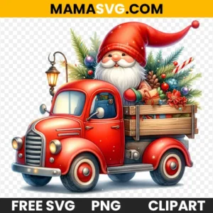 Free Watercolor Gnome & Vintage Truck Clipart