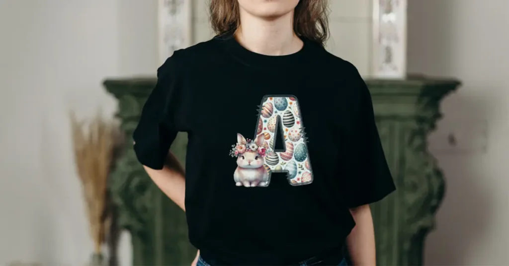 free floral bunny alphabet fashion forward tshirt