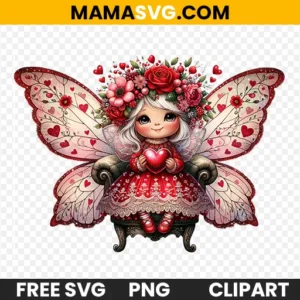 Free Regal Valentine Fairy on Throne Chair Clipart Printable