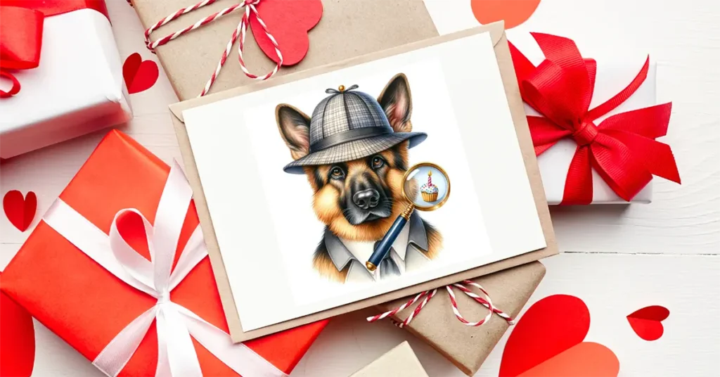 German Shepherd wearing a detective hat on Invitations Greeting Card